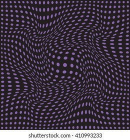 Curved surface, halftone texture, dots background, optical illusion, colorful vector illustration 