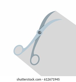 Curved Surgical Scissors Icon. Flat Illustration Of Curved Surgical Scissors Vector Icon For Web Isolated On White Background