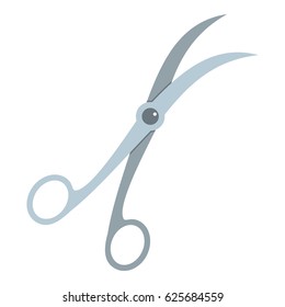 Curved surgical scissors icon flat isolated on white background vector illustration