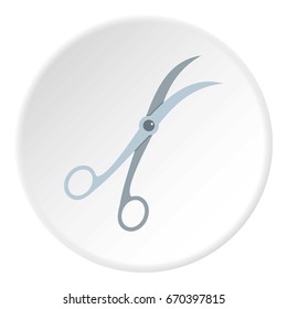 Curved surgical scissors icon in flat circle isolated vector illustration for web
