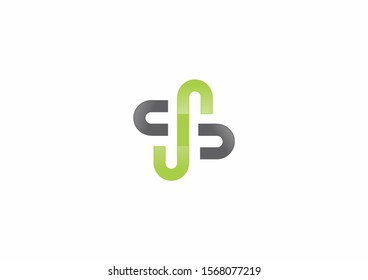 Curved symbol shape design template with black and green color concept.Simple logo for companies.