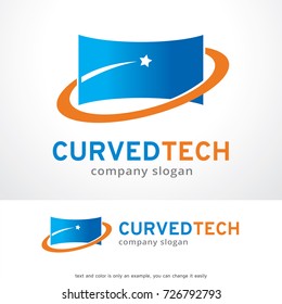 Curved Tech Logo Template Design Vector, Emblem, Design Concept, Creative Symbol, Icon
