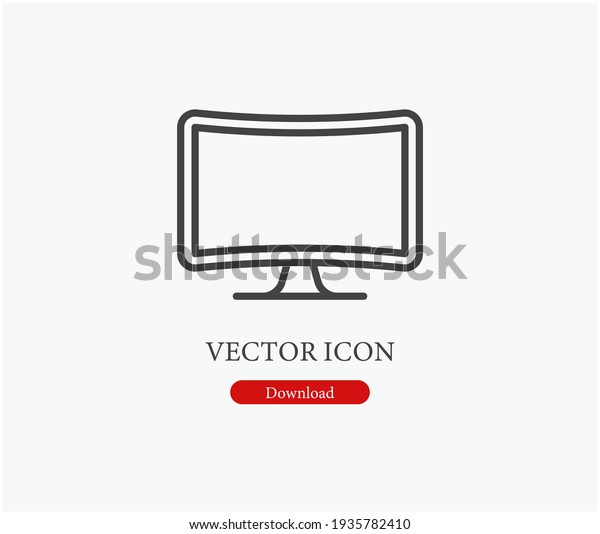 Curved television vector icon. \
Editable stroke. Linear style sign for use on web design and mobile\
apps, logo. Symbol illustration. Pixel vector graphics -\
Vector