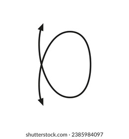 Curved thin double ended arrow. Dual arrow. Loop shape with frame. Hand drawing style. Vector symbol. 