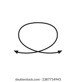 Curved thin double ended arrow. Dual arrow. Loop shape with frame. Hand drawing style. Vector symbol. 