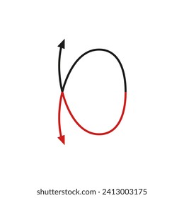Curved thin double ended arrow. Dual arrow. Loop shape with frame. Vector symbol. 
