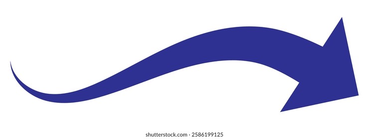 Curved thin long arrow icon isolated on white background. Pink arrow