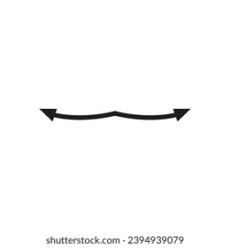Curved thin long double ended arrow. Two sided arrow. Vector symbol.
