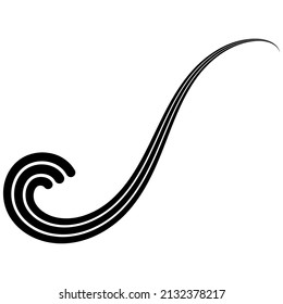 Curved three stripe calligraphy curl sea wave calligraphy elegantly curved ribbon logo