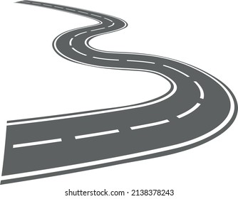 Curved track. Road turns. Asphalt path. Route way