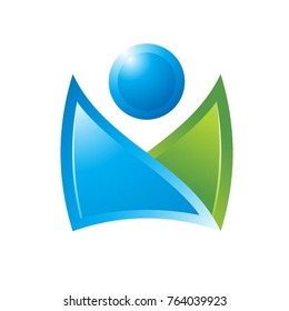 curved triangles with circle icon in color-vector drawing