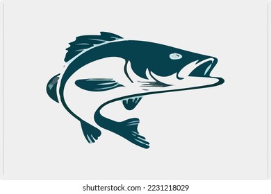Curved trout fısh blue an whıte vector