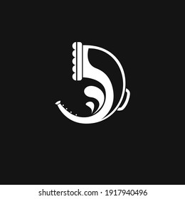 Curved Trumpet Logo Design Vector