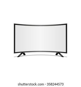 Curved tv screen. Display blank, technology digital, electronic equipment, mockup. Vector illustration