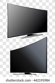 Pantalla de TV curvada lcd, ilustración vectorial de plasma realista.