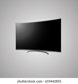 Curved TV screen lcd, plasma realistic vector illustration.
