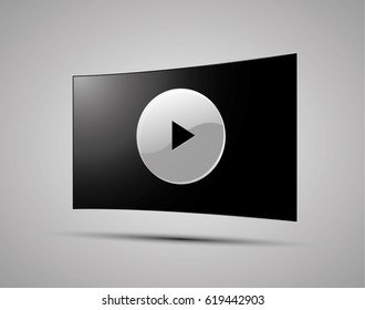 Curved TV screen lcd, plasma realistic vector illustration.
