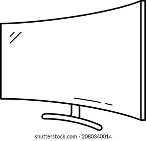 Curved TV. Vector outline icon.