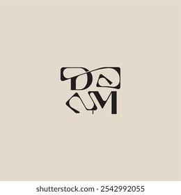 curved typography monogram DM bold style and luxury concept elegant initial logo letter
