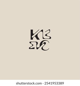 curved typography monogram elegant initial logo letter bold style and luxury concept KC