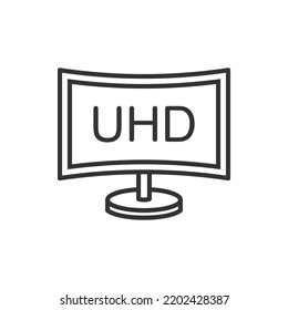 Curved UHD monitor screen icon line style isolated on white background. Vector illustration