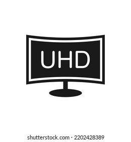 Curved UHD Monitor Screen Icon Flat Style Isolated On White Background. Vector Illustration