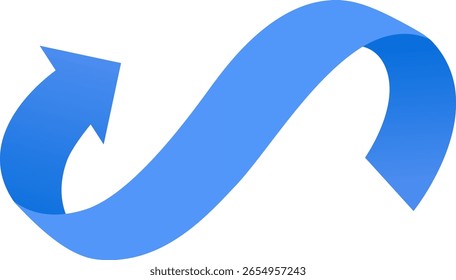 Curved upward blue gradient arrow icon, business market, financial industry performance improvement concept icon.