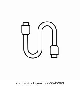 vetor de sinal de ícone de cabo usb curvo