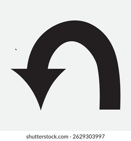 Curved U-Turn Arrow Symbol Vector Isolated on White Background
