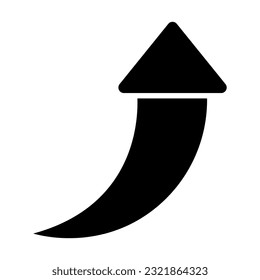 Curved Up Vector Glyph Icon For Personal And Commercial Use.
