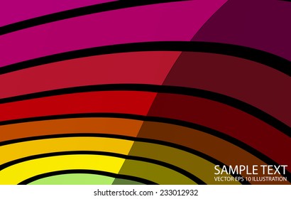 Curved vector lighted colorful background illustration - Colorful vector striped background  template