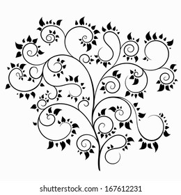 Curved vector tree with plants