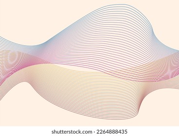 Curved vectorial lines. Mesh illustration. Gradient colors.