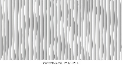 Curved vertical lines, gypsum wall, seamless pattern, vector design