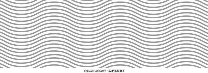 Kurvige Wellenlinien Muster auf weißem Hintergrund. Wave Striping Linien Muster für Hintergrund und Tapete Vorlage. Einfache geschwungene Linien mit wiederholter Streifenstruktur. Streifenhintergrund, Vektorgrafik