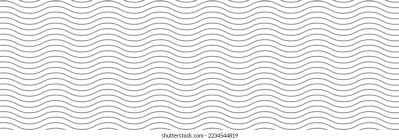 Curved wave lines pattern on white background. Wave striped lines pattern for backdrop and wallpaper template. Simple curved lines with repeat stripes texture. Striped background, vector