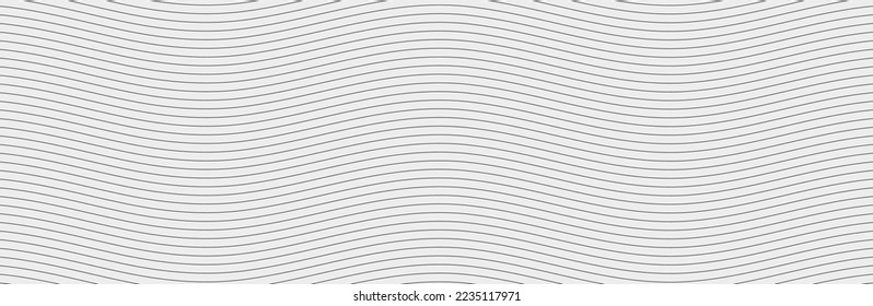 Curved wave lines pattern on white background. Wave striped lines pattern for backdrop and wallpaper template. Simple curved lines with repeat stripes texture. Striped background, vector