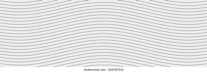 Curved wave lines pattern on white background. Wave striped lines pattern for backdrop and wallpaper template. Simple curved lines with repeat stripes texture. Striped background, vector