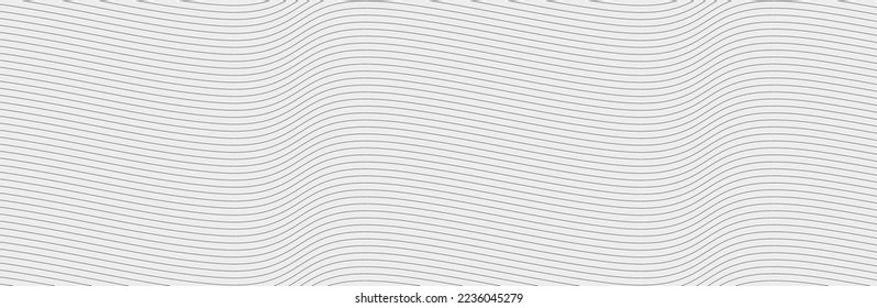 Curved wave lines pattern on white background. Wave striped lines pattern for backdrop and wallpaper template. Simple curved lines with repeat stripes texture. Striped background, vector