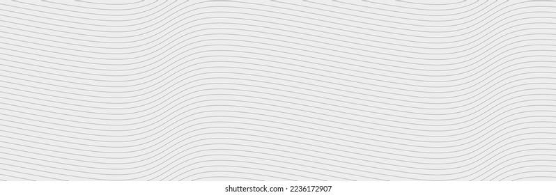 Curved wave lines pattern on white background. Wave striped lines pattern for backdrop and wallpaper template. Simple curved lines with repeat stripes texture. Striped background, vector