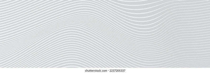 Curved wave lines pattern on white background. Wave striped lines pattern for backdrop and wallpaper template. Simple curved lines with repeat stripes texture. Striped background, vector