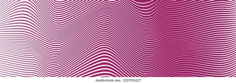 Curved wave lines pattern on white background. Wave striped lines pattern for backdrop and wallpaper template. Simple curved lines with repeat stripes texture. Striped background, vector