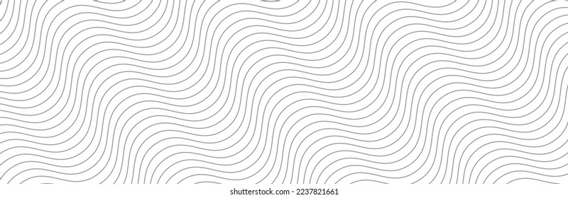 Curved wave lines pattern on white background. Diagonal wave striped lines pattern for backdrop and wallpaper template. Simple curved grey lines with repeat stripes texture. Striped background, vector