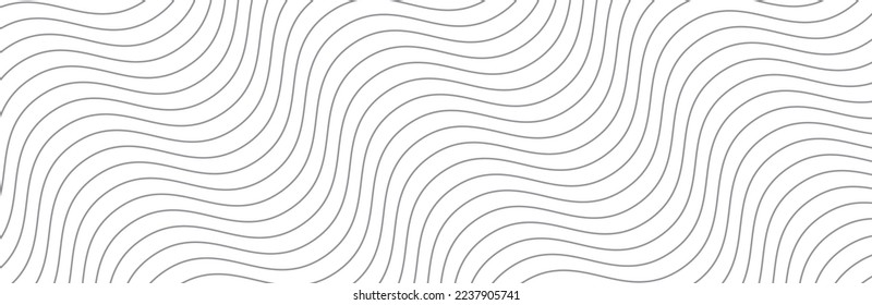 Curved wave lines pattern on white background. Diagonal wave striped lines pattern for backdrop and wallpaper template. Simple curved grey lines with repeat stripes texture. Striped background, vector