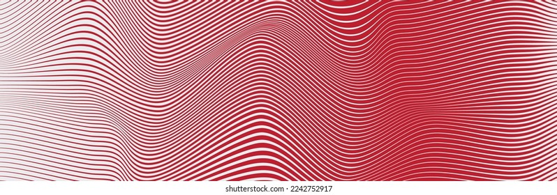 Curved wave lines pattern on white background. Wave striped lines pattern for backdrop and wallpaper template. Simple curved lines with repeat stripes texture. Striped background, vector