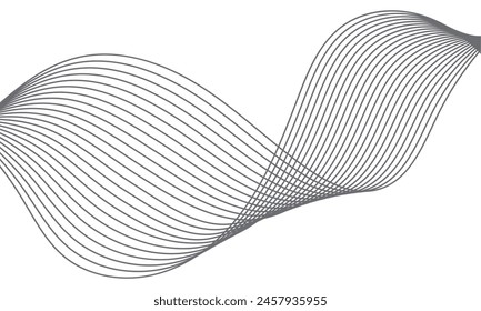 Curved wave lines pattern on white background. Wave striped lines pattern for backdrop, wallpaper template. Simple curved lines with stripes texture. Striped background. vector. 