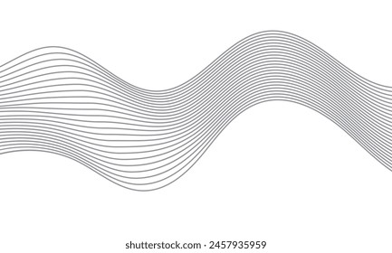 Curved wave lines pattern on white background. Wave striped lines pattern for backdrop, wallpaper template. Simple curved lines with stripes texture. Striped background. vector. 