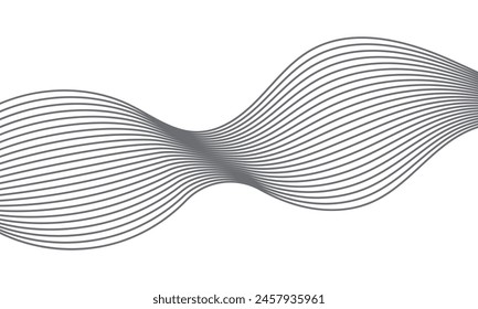 Curved wave lines pattern on white background. Wave striped lines pattern for backdrop, wallpaper template. Simple curved lines with stripes texture. Striped background. vector. 