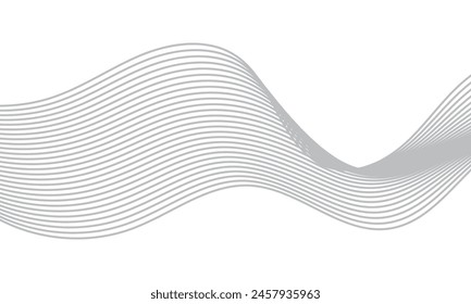 Curved wave lines pattern on white background. Wave striped lines pattern for backdrop, wallpaper template. Simple curved lines with stripes texture. Striped background. vector. 