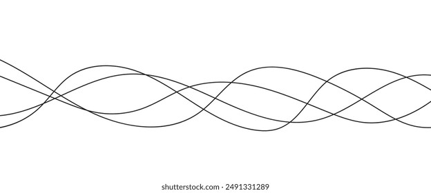 Curved wave lines pattern on white background. Wave striped lines pattern for backdrop and wallpaper template. Simple curved lines with repeat stripes texture. Striped background, vector